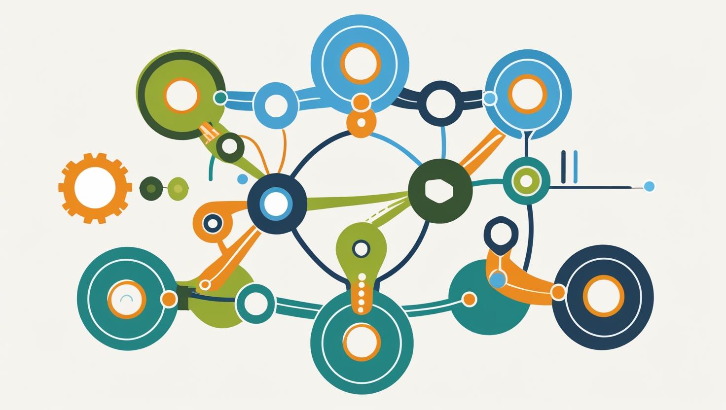 Abstract illustration representing interconnected SEO challenges for businesses.