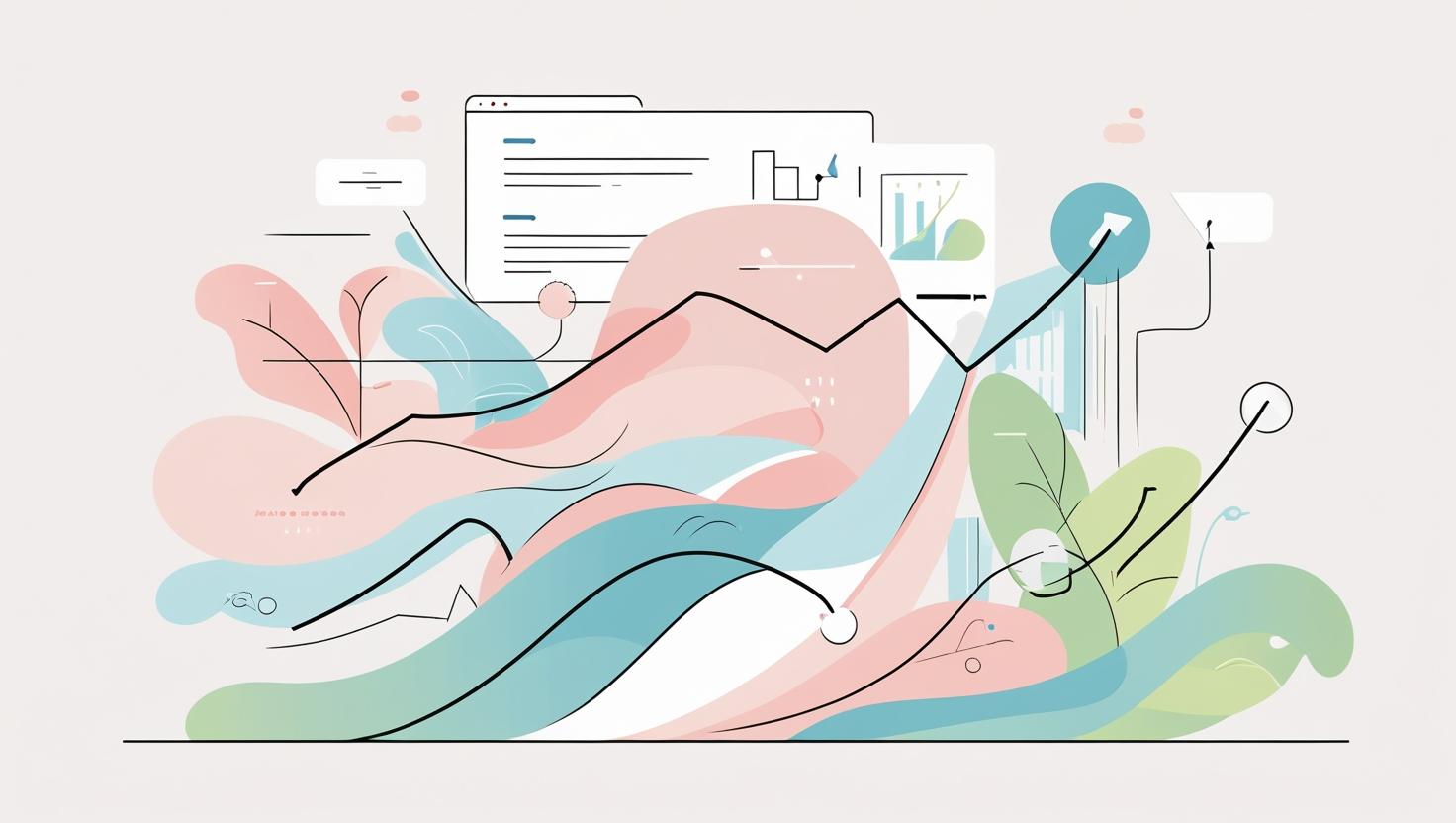 Data-driven results and continuous optimization with growth charts illustration